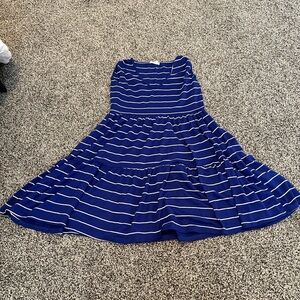 See You Monday Blue and White Striped A-Line Skirt